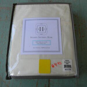 NEW MODERN SOUTHERN HOME SHEET SET TWIN IVORY ELLIS SOFT SATEEN 100% COTTON